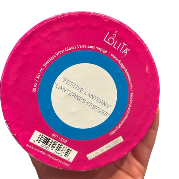 NEW Lolita Festive Lanterns Hand-Painted Artisan Stemless Wine Glass 20oz - Picture 3 of 6